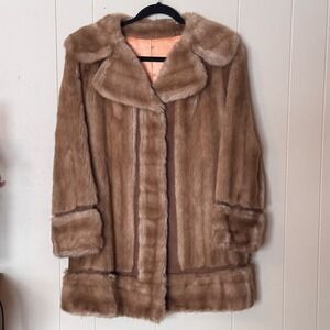 Vintage Tissavel France Career Originals Faux Fur Coat Brown Size 12(6)ILGWU USA